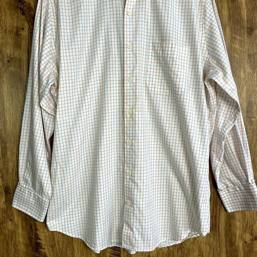Peter Millar Plaid Button-Down, Light Blue & Oran… - image 5